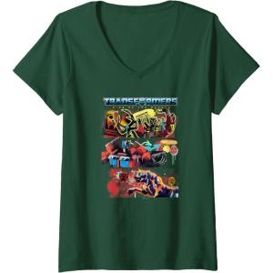 imageTransformers Rise of the Beasts Epic Graffiti Battle Panels VNeck TShirtDark Green