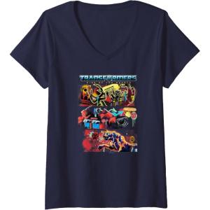 imageTransformers Rise of the Beasts Epic Graffiti Battle Panels VNeck TShirtNavy Blue