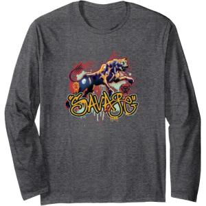 imageTransformers Rise of the Beasts Savage Cheetor Graffiti Long Sleeve TShirtDark Heather Grey