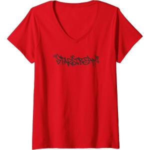imageTransformers Starscream Urban Style Graffiti Text Logo VNeck TShirtRed