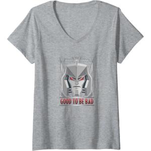 imageWomens Transformers Megatron Good To Be Bad VNeck TShirtHeather Grey