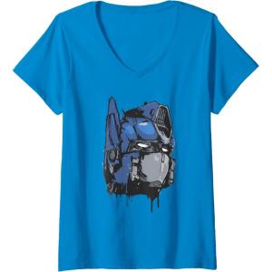 imageWomens Transformers Rise of The Beasts Optimus Dripping Retro Shot VNeck TShirtSapphire Blue