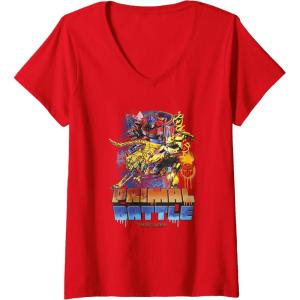 imageWomens Transformers Rise of the Beasts Primal Battle Graffiti Shot VNeck TShirtRed