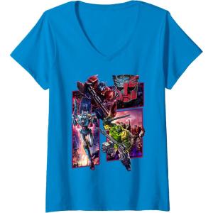 imageWomens Transformers War For Cybertron Autobot Panels VNeck TShirtSapphire Blue