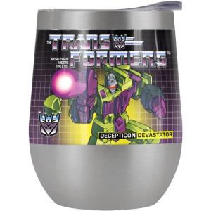 imageTransformers OFFICIAL Bumblebee 12 oz Stemless Tumbler Stainless Steel Travel CupLake TumblerInsulated with Leak Resistant SlideLock LidDEVASTATOR STAINLESS STEEL