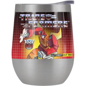 imageTransformers OFFICIAL Bumblebee 12 oz Stemless Tumbler Stainless Steel Travel CupLake TumblerInsulated with Leak Resistant SlideLock LidHOT ROD STAINLESS STEEL