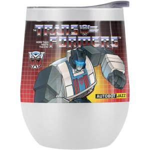 imageTransformers OFFICIAL Bumblebee 12 oz Stemless Tumbler Stainless Steel Travel CupLake TumblerInsulated with Leak Resistant SlideLock LidJAZZ WHITE