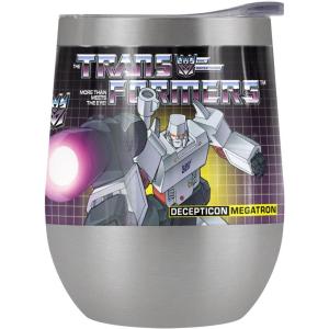 imageTransformers OFFICIAL Bumblebee 12 oz Stemless Tumbler Stainless Steel Travel CupLake TumblerInsulated with Leak Resistant SlideLock LidMEGATRON STAINLESS STEEL