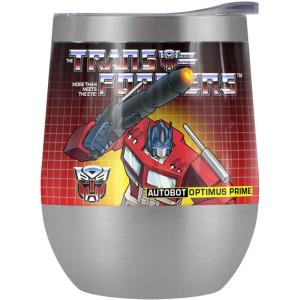 imageTransformers OFFICIAL Bumblebee 12 oz Stemless Tumbler Stainless Steel Travel CupLake TumblerInsulated with Leak Resistant SlideLock LidOPTIMUS PRIME STAINLESS STEEL