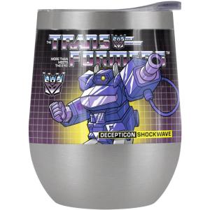 imageTransformers OFFICIAL Bumblebee 12 oz Stemless Tumbler Stainless Steel Travel CupLake TumblerInsulated with Leak Resistant SlideLock LidSHOCKWAVE STAINLESS STEEL