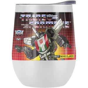 imageTransformers OFFICIAL Bumblebee 12 oz Stemless Tumbler Stainless Steel Travel CupLake TumblerInsulated with Leak Resistant SlideLock LidWHEELJACK WHITE