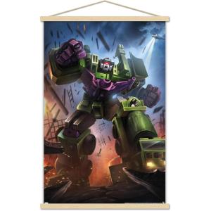 imageTrends International Hasbro Transformers  Devastator Wall Poster 14725 x 22375 Barnwood Framed VersionPremium Print and Beechwood Hanger Bundle