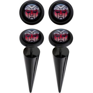 imageHasbro Jewelry Unisex Transformers Autobot Logo Acrylic Faux Tapers Body Piercing Jewelry18 Gauge Black One Size