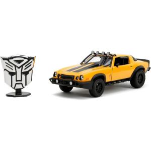 imageJada Transformers Rise of The Beast 124 1977 Chevy Camaro Bumblebee amp Badge DieCast Car Toys for Kids and Adults
