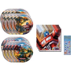 imageTransformers Birthday Party Supplies Bundle Set includes 8 Dessert Cake Paper Plates 8 Lunch Paper Plates 16 Napkins Set for 8
