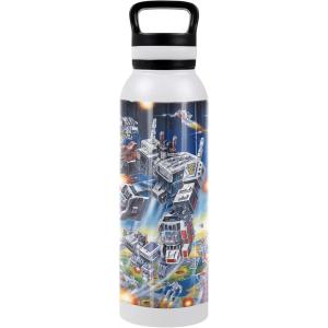 imageTransformers OFFICIAL Box Art Black 24 oz Insulated Canteen Water Bottle Leak Resistant Vacuum Insulated Stainless Steel with Loop CapDECEPTICON BOX ART WHITE