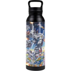 imageTransformers OFFICIAL Box Art Black 24 oz Insulated Canteen Water Bottle Leak Resistant Vacuum Insulated Stainless Steel with Loop CapDECEPTICON BOX ART BLACK
