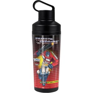 imageTransformers OFFICIAL Bumblebee 18 oz Insulated Water Bottle Leak Resistant Vacuum Insulated Stainless Steel with 2in1 Loop CapOPTIMUS PRIME BLACK