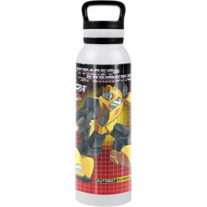 imageTransformers OFFICIAL Bumblebee Black 24 oz Insulated Canteen Water Bottle Leak Resistant Vacuum Insulated Stainless Steel with Loop CapBUMBLEBEE WHITE