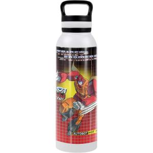 imageTransformers OFFICIAL Bumblebee Black 24 oz Insulated Canteen Water Bottle Leak Resistant Vacuum Insulated Stainless Steel with Loop CapHOT ROD WHITE