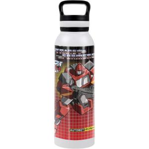 imageTransformers OFFICIAL Bumblebee Black 24 oz Insulated Canteen Water Bottle Leak Resistant Vacuum Insulated Stainless Steel with Loop CapIRONHIDE WHITE