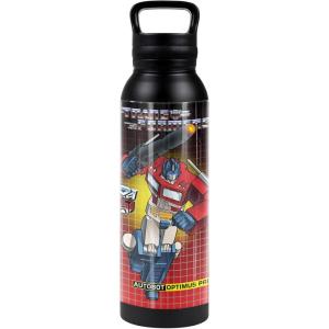imageTransformers OFFICIAL Bumblebee Black 24 oz Insulated Canteen Water Bottle Leak Resistant Vacuum Insulated Stainless Steel with Loop CapOPTIMUS PRIME BLACK