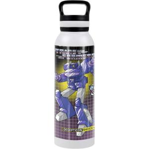 imageTransformers OFFICIAL Bumblebee Black 24 oz Insulated Canteen Water Bottle Leak Resistant Vacuum Insulated Stainless Steel with Loop CapSHOCKWAVE WHITE