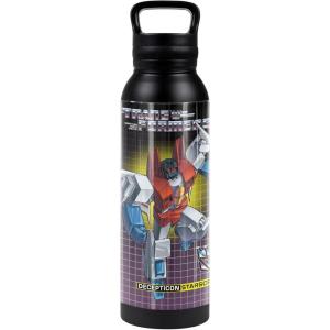 imageTransformers OFFICIAL Bumblebee Black 24 oz Insulated Canteen Water Bottle Leak Resistant Vacuum Insulated Stainless Steel with Loop CapSTARSCREAM BLACK