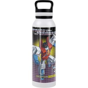 imageTransformers OFFICIAL Bumblebee Black 24 oz Insulated Canteen Water Bottle Leak Resistant Vacuum Insulated Stainless Steel with Loop CapSTARSCREAM WHITE
