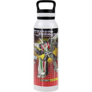 imageTransformers OFFICIAL Bumblebee Black 24 oz Insulated Canteen Water Bottle Leak Resistant Vacuum Insulated Stainless Steel with Loop CapWHEELJACK WHITE