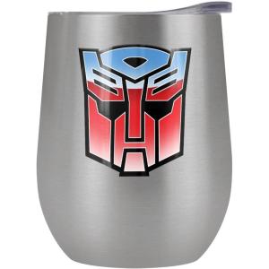 imageTransformers OFFICIAL Vintage Autobot Logo 12 oz Stemless Tumbler Stainless Steel Travel CupLake TumblerInsulated with Leak Resistant SlideLock LidVINTAGE AB LOGO