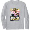 imageTransformers Bumblebee Surfing Lifes A Beach Portrait Long Sleeve TShirtHeather Grey