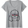 imageTransformers Megatron Vintage Big Face VNeck TShirtHeather Grey
