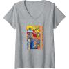 imageWomens Transformers Vintage Retro Autobots Kanji Group Shot Poster VNeck TShirtHeather Grey