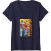 imageWomens Transformers Vintage Retro Autobots Kanji Group Shot Poster VNeck TShirtNavy Blue