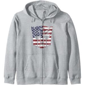 imageTransformers Autobots American Flag Logo Zip HoodieHeather Grey