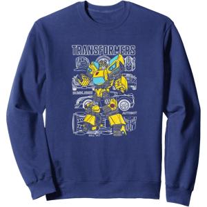 imageTransformers Bumblebee Doodled Background SweatshirtNavy Blue