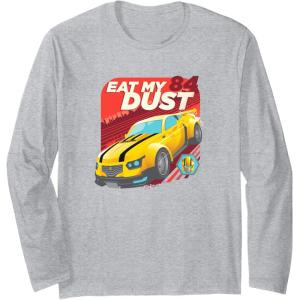 imageTransformers Bumblebee Eat My Dust 84 Portrait Long Sleeve TShirtHeather Grey