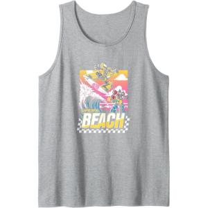imageTransformers Bumblebee Surfing Lifes A Beach Portrait Tank TopHeather Grey
