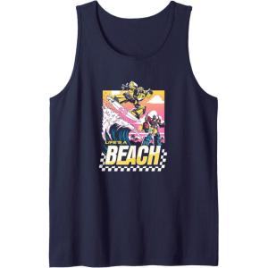 imageTransformers Bumblebee Surfing Lifes A Beach Portrait Tank TopNavy Blue