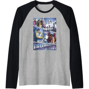 imageTransformers Decepticons Cut Up Panels Raglan Baseball TeeBlackAthletic Heather