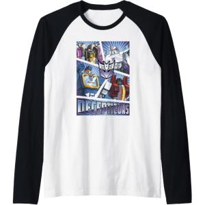 imageTransformers Decepticons Cut Up Panels Raglan Baseball TeeBlackWhite