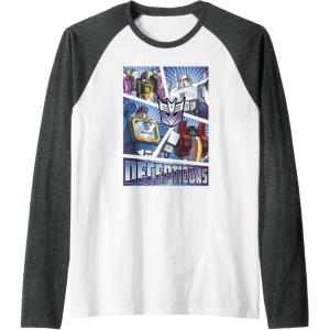 imageTransformers Decepticons Cut Up Panels Raglan Baseball TeeDark Heather GreyWhite