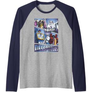 imageTransformers Decepticons Cut Up Panels Raglan Baseball TeeNavy BlueAthletic Heather