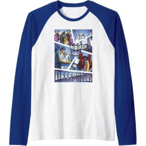 imageTransformers Decepticons Cut Up Panels Raglan Baseball TeeRoyal BlueWhite