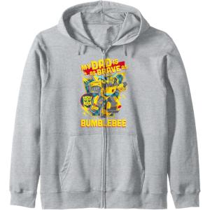 imageTransformers Fathers Day Bumblebee My Dad Is Brave Zip HoodieHeather Grey