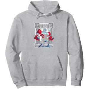 imageTransformers Optimus Prime Autobots Never Give Up Pullover HoodieHeather Grey