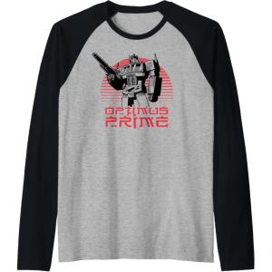 imageTransformers Optimus Prime Retro Kanji Sunset Portrait Raglan Baseball TeeBlackAthletic Heather
