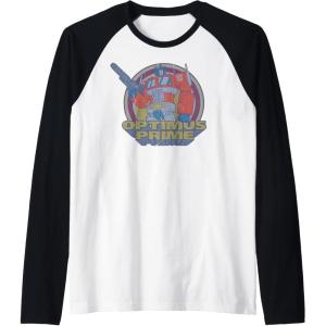imageTransformers Optimus Prime Retro Portrait Raglan Baseball TeeBlackWhite