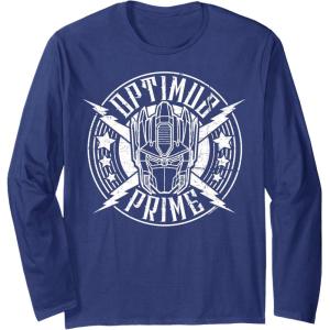 imageTransformers Optimus Prime Vintage Rock Lightning Logo Long Sleeve TShirtNavy Blue